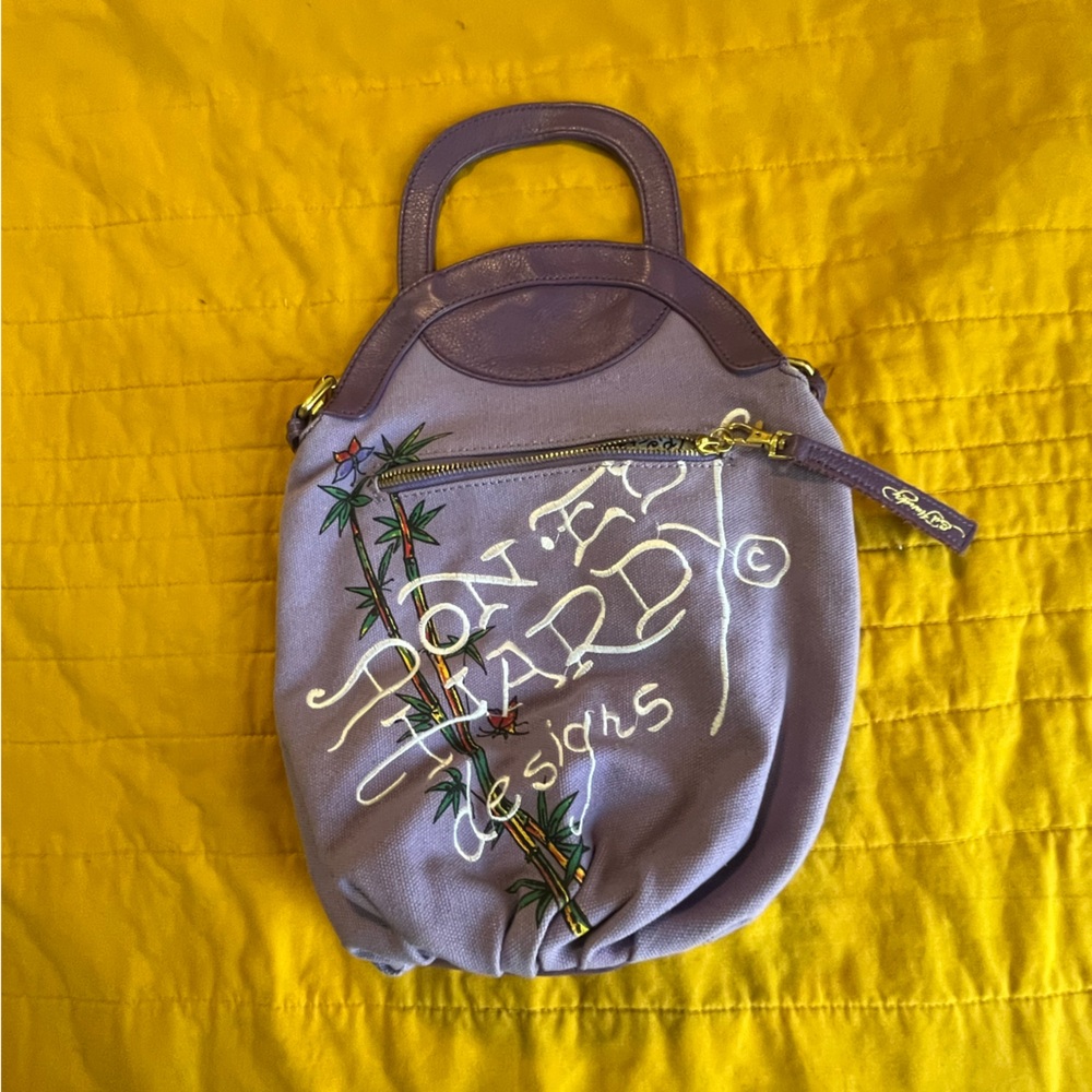 Ed Hardy Lavender Graphic Women’s Backpack Purse